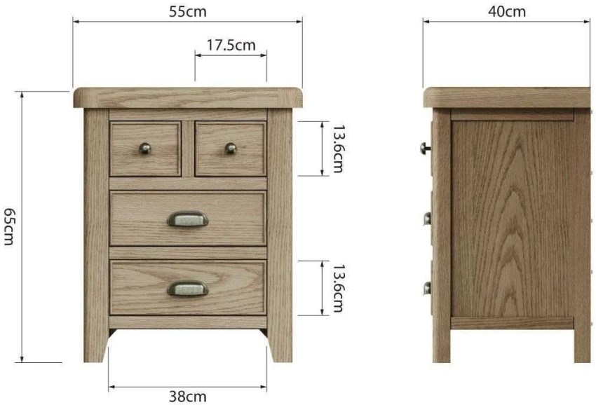 Product photograph of Hatton Oak 4 Drawer Extra Large Bedside Cabinet from Choice Furniture Superstore.