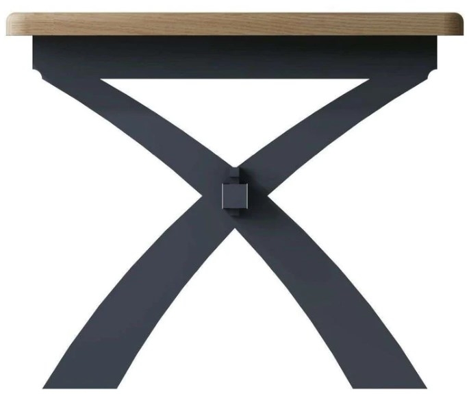 Product photograph of Ringwood Blue Painted Cross Leg 200cm Dining Table - Oak Top from Choice Furniture Superstore.