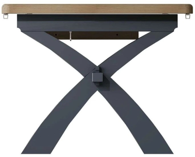 Product photograph of Ringwood Blue Painted Cross Leg 250cm Dining Table - Oak Top from Choice Furniture Superstore.