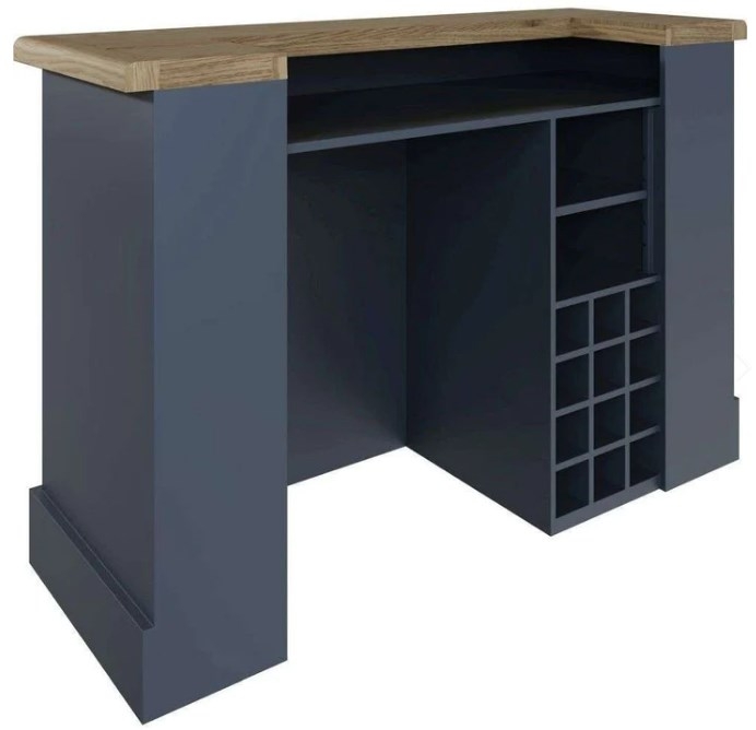Product photograph of Ringwood Blue Painted Bar Counter - Oak Top from Choice Furniture Superstore.