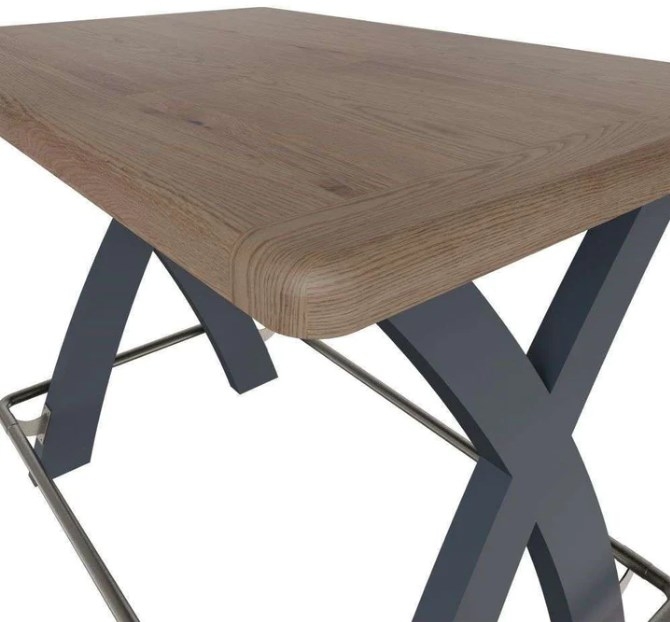 Product photograph of Ringwood Blue Painted Bar Table - Oak Top from Choice Furniture Superstore.