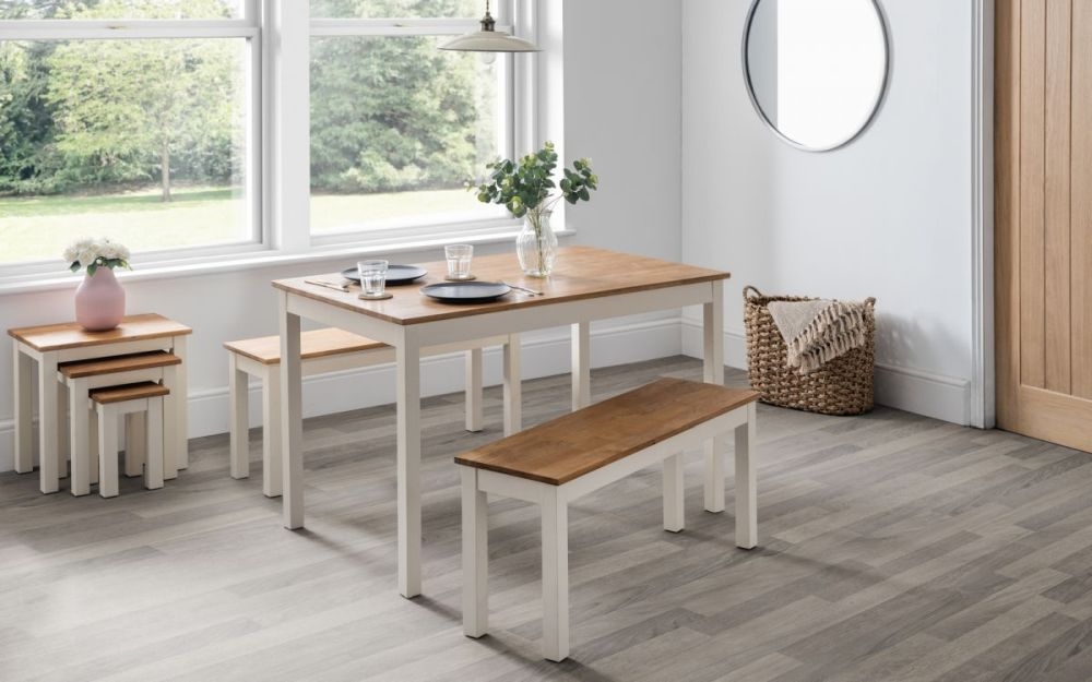 Product photograph of Coxmoor Ivory Lacquer Dining Oak Bench from Choice Furniture Superstore.