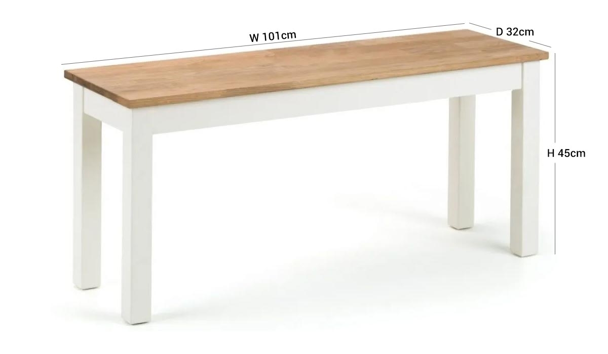 Product photograph of Coxmoor Ivory Lacquer Dining Oak Bench from Choice Furniture Superstore.