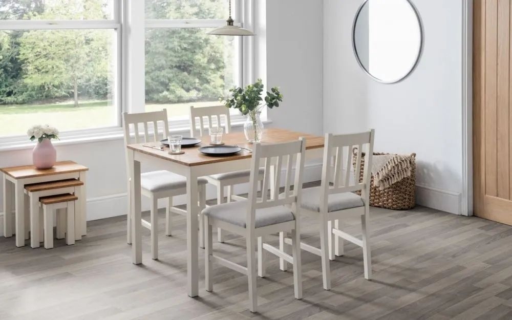 Product photograph of Coxmoor Ivory Painted 4 Seater Dining Set With 4 Chairs from Choice Furniture Superstore.