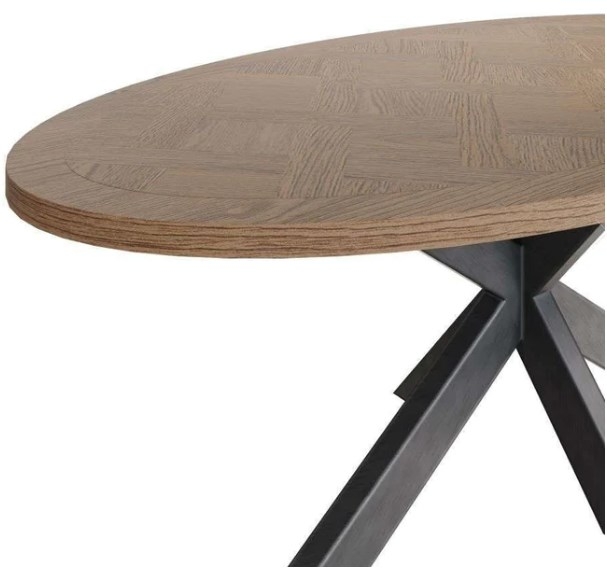 Product photograph of Chevron Oak And Metal 200cm Oval Dining Table - 8 Seater from Choice Furniture Superstore.