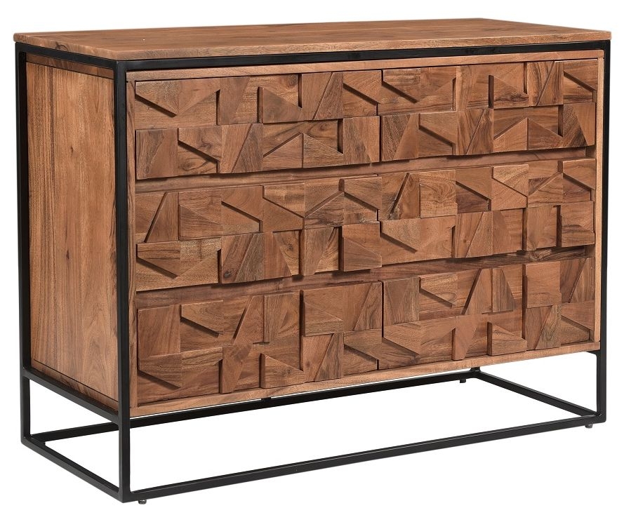 Product photograph of Axis Carved Acacia Wood 6 Drawer Chest from Choice Furniture Superstore.