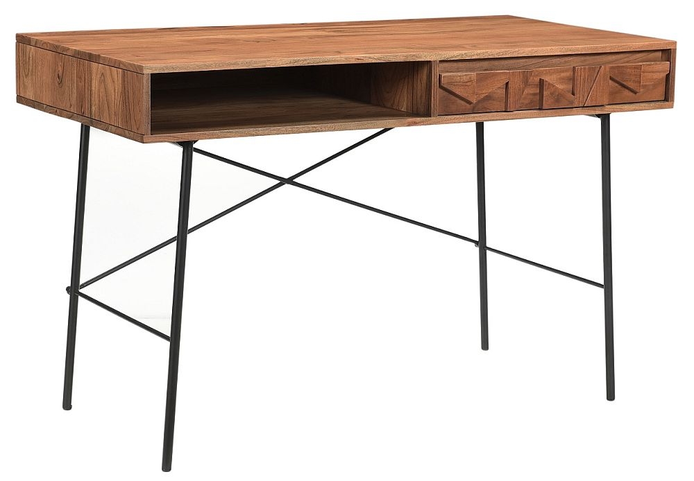 Product photograph of Axis Acacia Wood 1 Drawer Writing Desk - Geomatric from Choice Furniture Superstore.