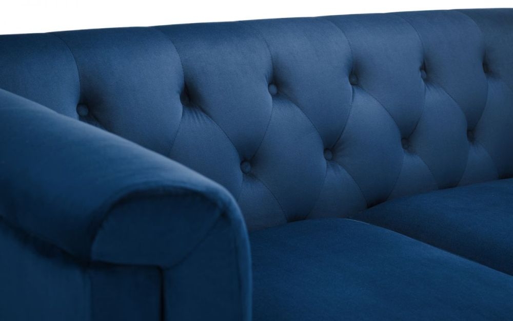 Product photograph of Sandringham Blue Fabric Velvet 2 Seater Sofa from Choice Furniture Superstore.