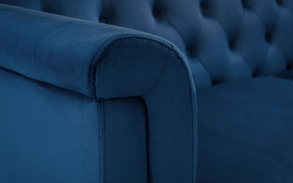 Product photograph of Sandringham Blue Fabric Velvet 3 Seater Sofa from Choice Furniture Superstore.