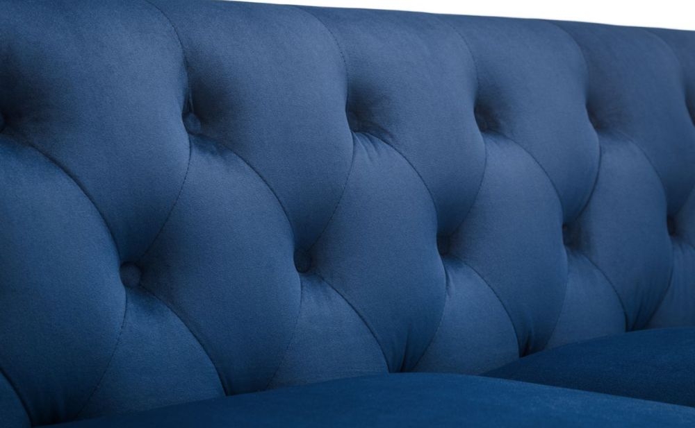 Product photograph of Sandringham Blue Fabric Velvet 3 Seater Sofa from Choice Furniture Superstore.