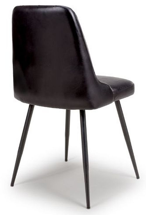 Product photograph of Bradley Black Genuine Buffalo Leather Dining Chair Sold In Pairs from Choice Furniture Superstore.