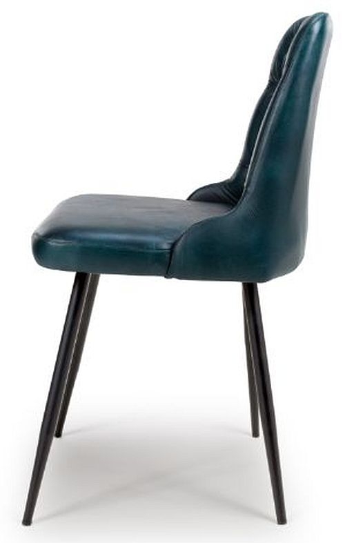 Product photograph of Bradley Blue Genuine Buffalo Leather Dining Chair Sold In Pairs from Choice Furniture Superstore.