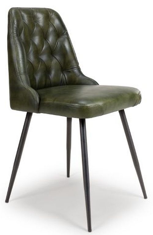 Product photograph of Bradley Green Genuine Buffalo Leather Dining Chair Sold In Pairs from Choice Furniture Superstore.