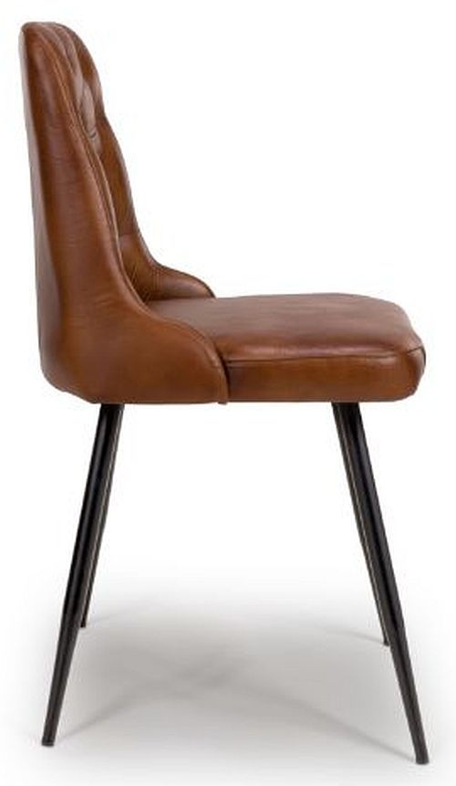 Product photograph of Bradley Tan Genuine Buffalo Leather Dining Chair Sold In Pairs from Choice Furniture Superstore.