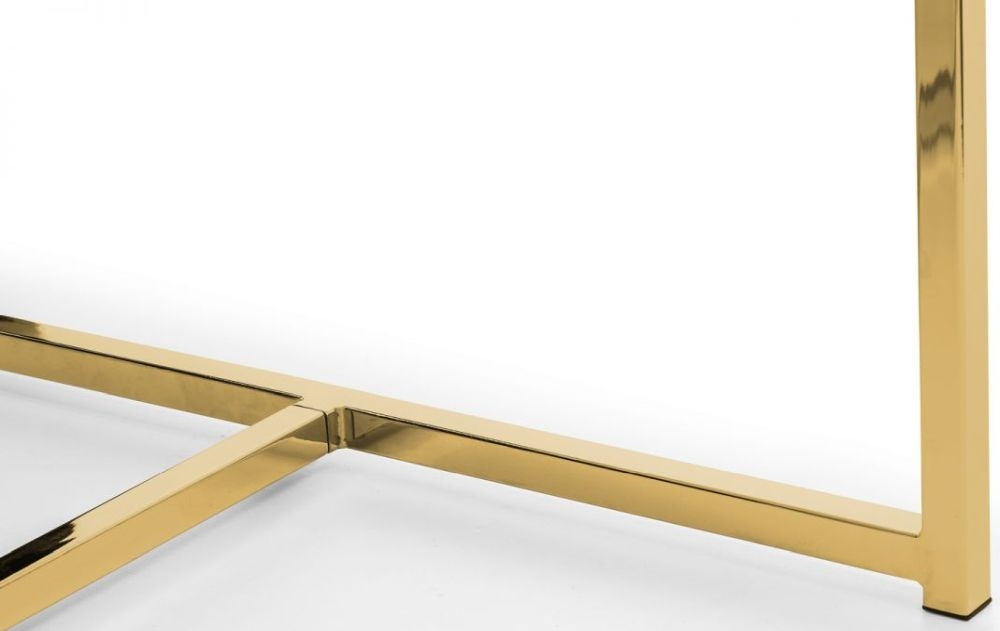 Product photograph of Scala White Marble Effect And Gold 4 Seater Dining Table from Choice Furniture Superstore.