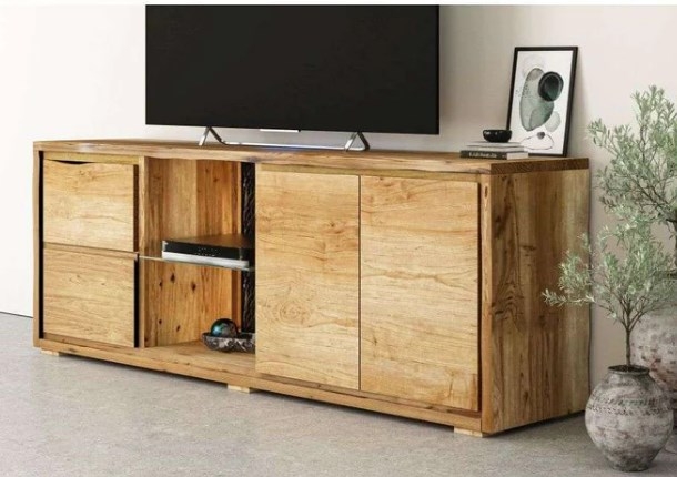 Product photograph of Harlech Industrial Live Edge 2 Door 2 Drawer Tv Unit With Led Light from Choice Furniture Superstore.
