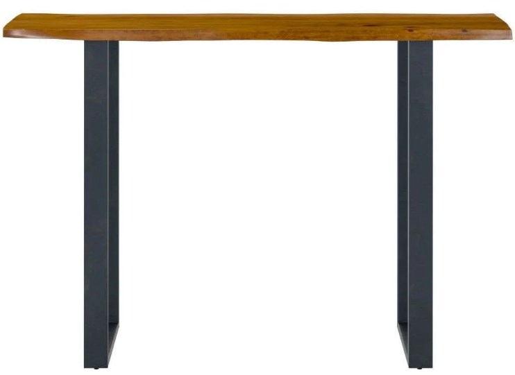 Product photograph of Harlech Industrial Live Edge Rustic Oak Console Table With U Shaped Leg from Choice Furniture Superstore.