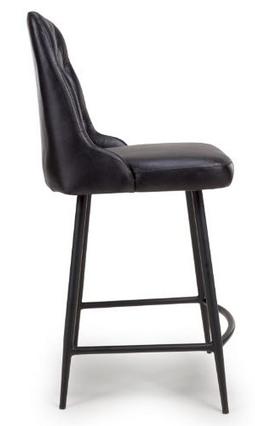 Product photograph of Bradley Black Genuine Buffalo Leather Counter Stool Sold In Pairs from Choice Furniture Superstore.