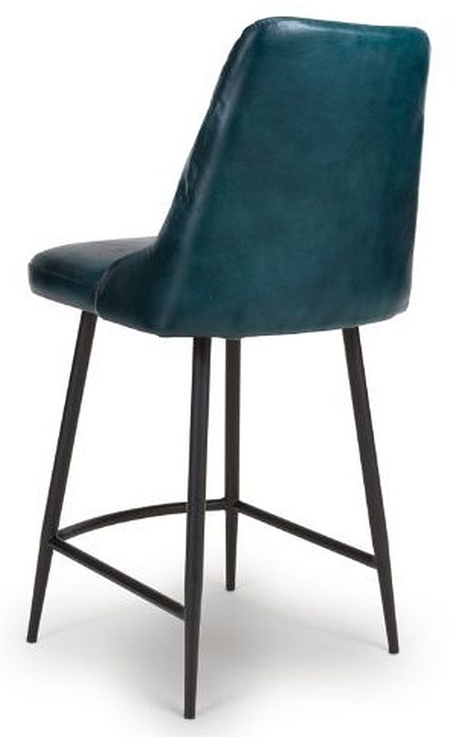 Product photograph of Bradley Blue Genuine Buffalo Leather Counter Stool Sold In Pairs from Choice Furniture Superstore.