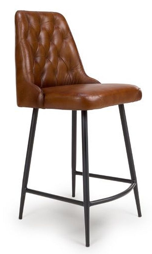 Product photograph of Bradley Tan Genuine Buffalo Leather Counter Stool Sold In Pairs from Choice Furniture Superstore.