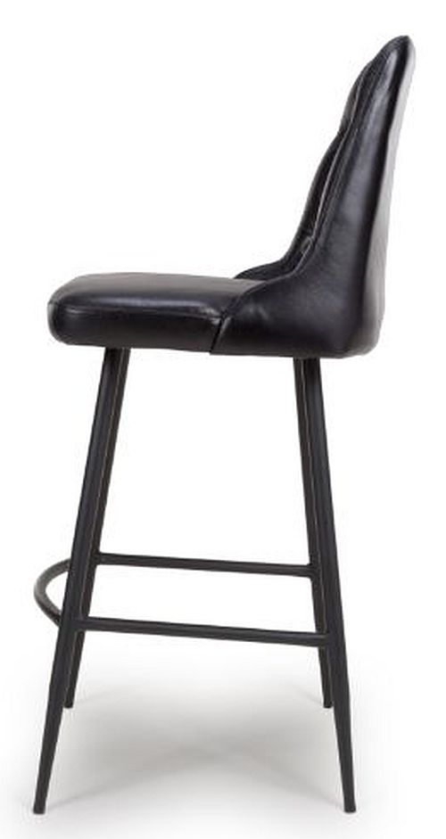 Product photograph of Bradley Black Genuine Buffalo Leather Barstool Sold In Pairs from Choice Furniture Superstore.