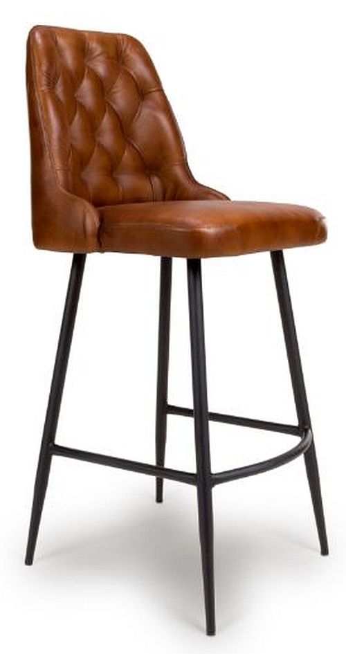 Product photograph of Bradley Tan Genuine Buffalo Leather Barstool Sold In Pairs from Choice Furniture Superstore.