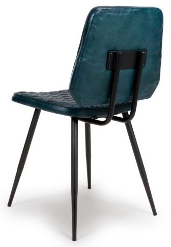 Product photograph of Austin Blue Genuine Buffalo Leather Dining Chair Sold In Pairs from Choice Furniture Superstore.