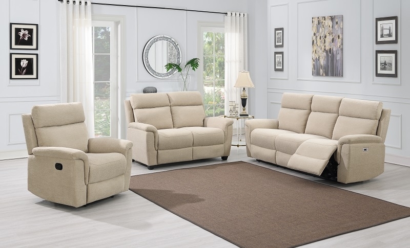 Product photograph of Detroit Natural Fabric 2 Seater Electric Recliner Sofa from Choice Furniture Superstore.