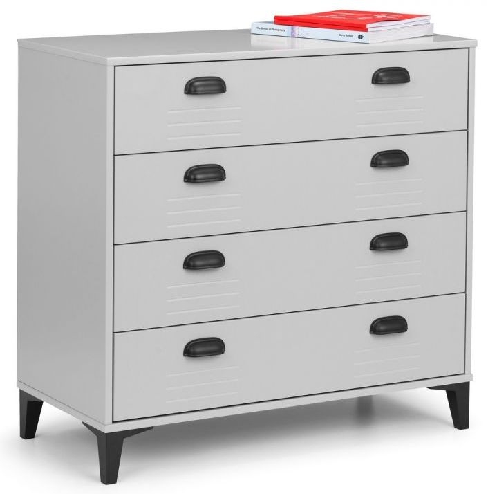 Product photograph of Lakers Grey Locker 4 Drawer Bedside Cabinet from Choice Furniture Superstore.