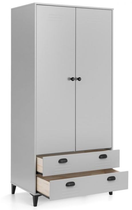 Product photograph of Lakers Grey Locker 2 Door Wardrobe from Choice Furniture Superstore.