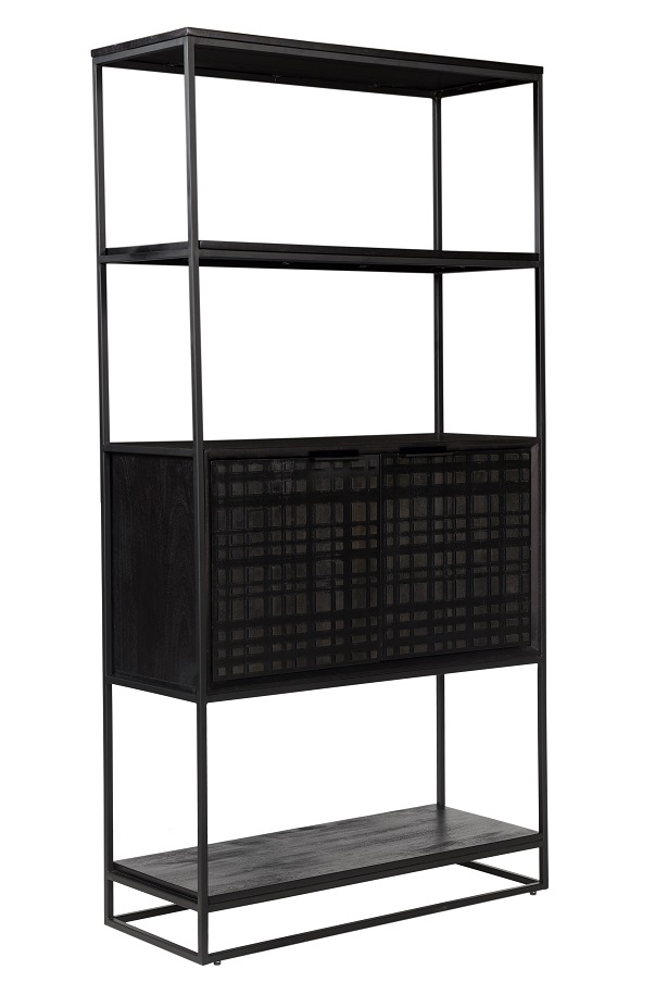 Product photograph of Fusion Black Mango Wood 2 Door Bookcase from Choice Furniture Superstore.