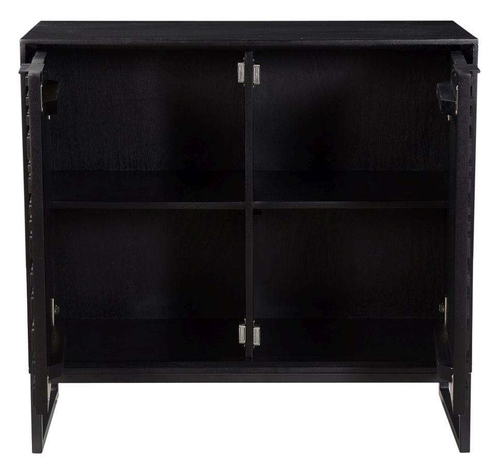 Product photograph of Fusion Black Mango Wood 2 Door Small Sideboard from Choice Furniture Superstore.