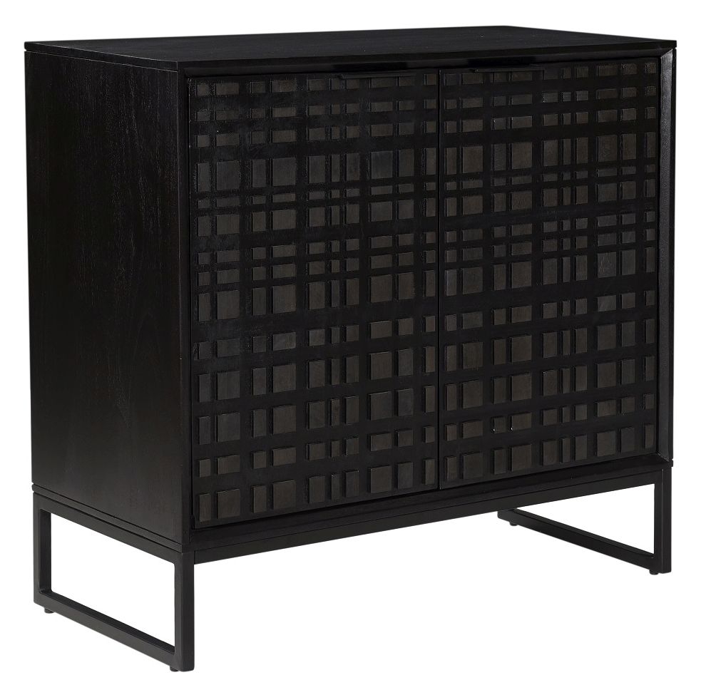 Product photograph of Fusion Black Mango Wood 2 Door Small Sideboard from Choice Furniture Superstore.
