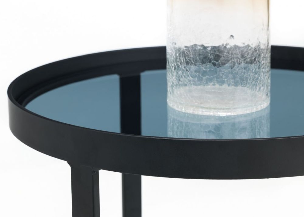 Product photograph of Loft Round Lamp Table - Comes In Smoked Glass Top And Walnut Effect Options from Choice Furniture Superstore.