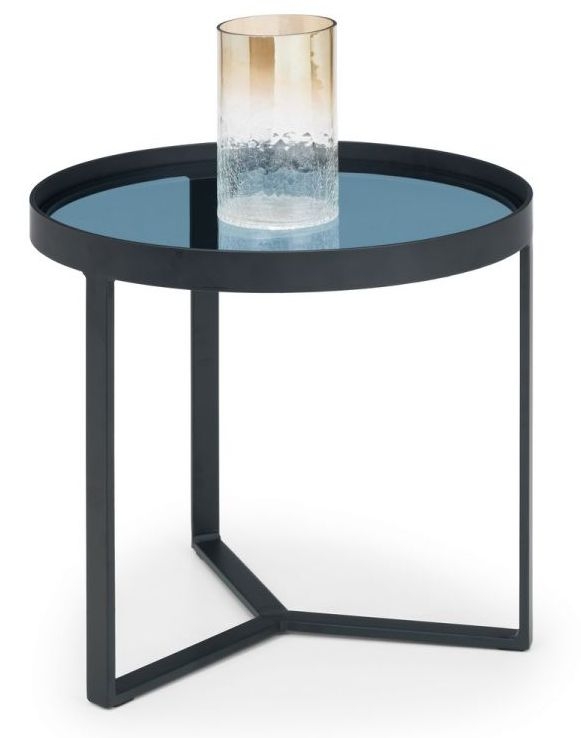 Product photograph of Loft Round Lamp Table - Comes In Smoked Glass Top And Walnut Effect Options from Choice Furniture Superstore.