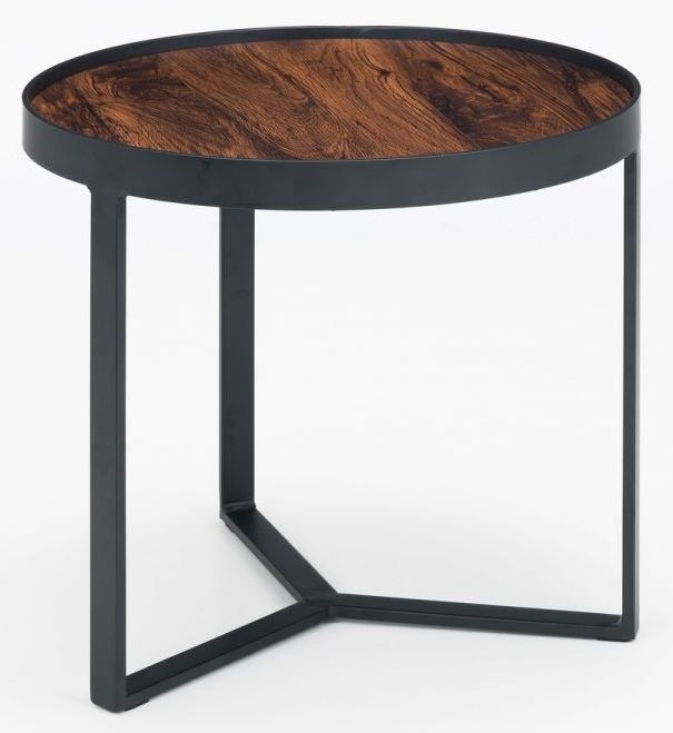 Product photograph of Loft Walnut Effect Top Round Lamp Table from Choice Furniture Superstore.