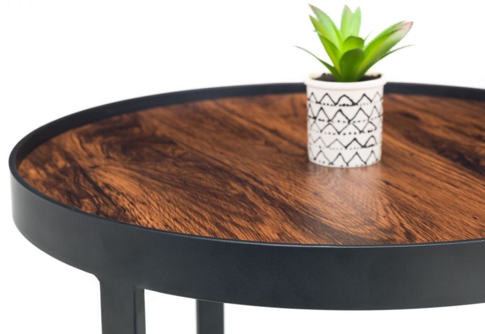 Product photograph of Loft Walnut Effect Top Round Lamp Table from Choice Furniture Superstore.