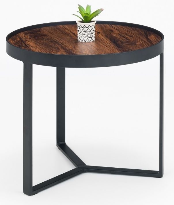 Product photograph of Loft Walnut Effect Top Round Lamp Table from Choice Furniture Superstore.