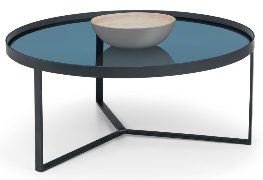 Product photograph of Loft Round Coffee Table - Comes In Smoked Glass Top And Walnut Effect from Choice Furniture Superstore.