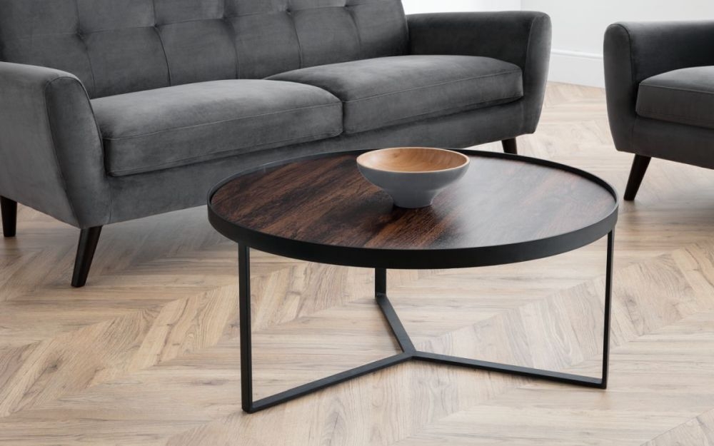 Product photograph of Loft Walnut Effect Top 90cm Round Coffee Table from Choice Furniture Superstore.