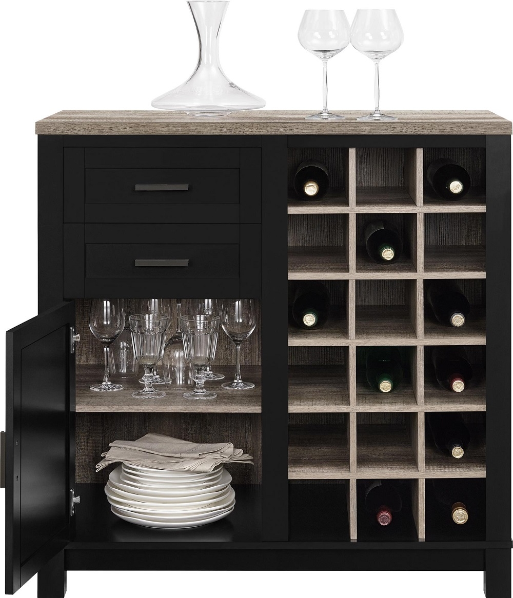 Product photograph of Alphason Carver Bar Cabinet In Weathered Oak And Black - 5277296pcomuk from Choice Furniture Superstore.