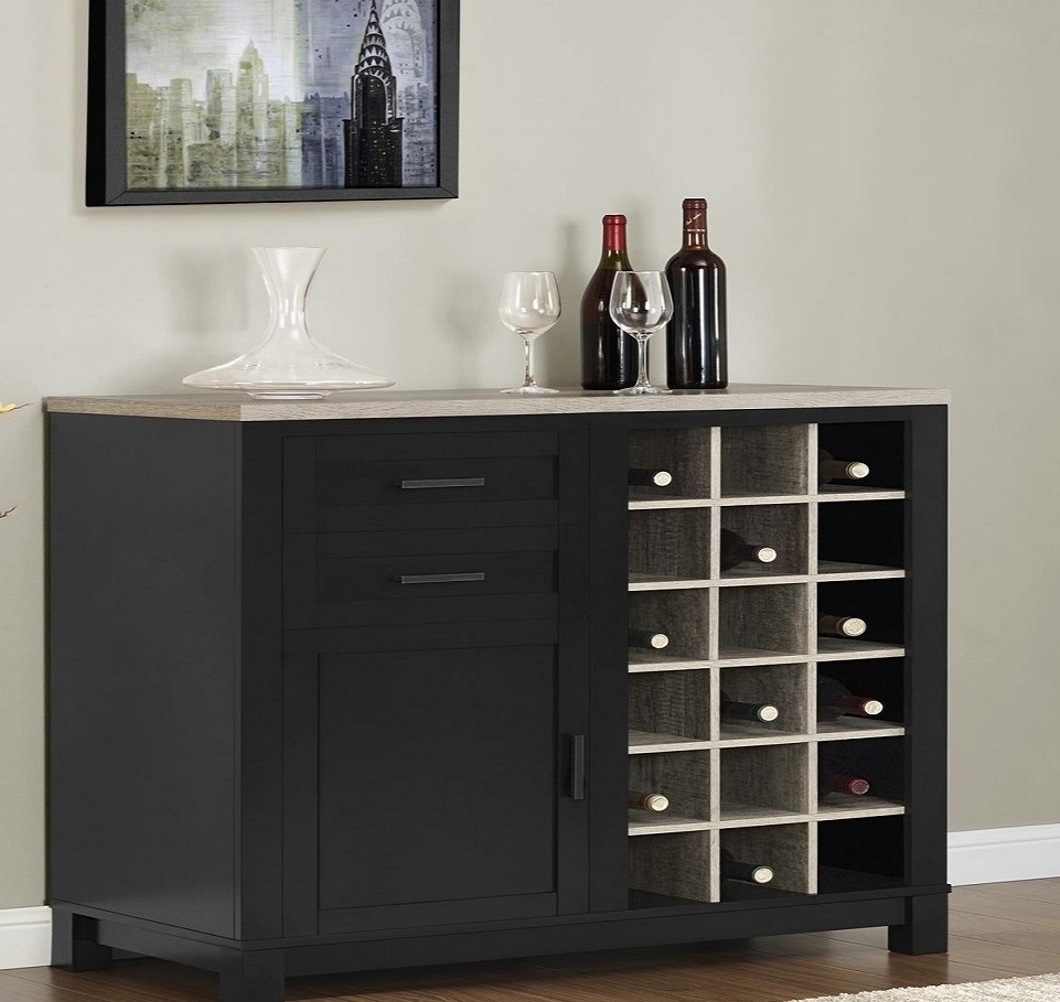 Product photograph of Alphason Carver Bar Cabinet In Weathered Oak And Black - 5277296pcomuk from Choice Furniture Superstore.