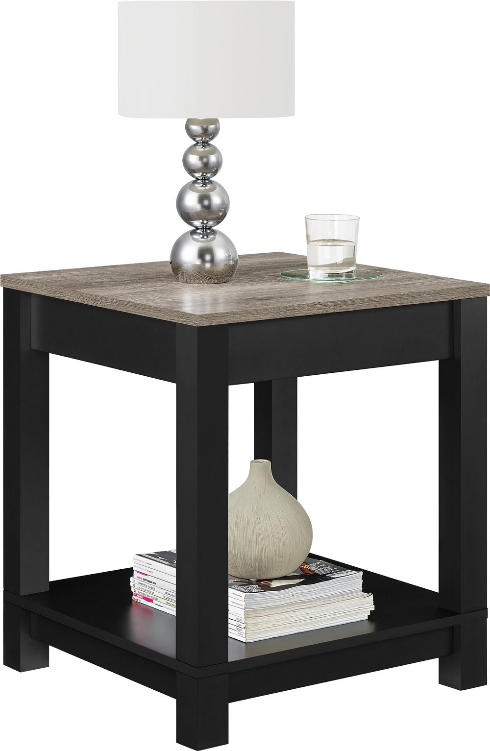 Product photograph of Alphason Carver End Table In Weathered Oak And Black - 5046196pcomuk from Choice Furniture Superstore.