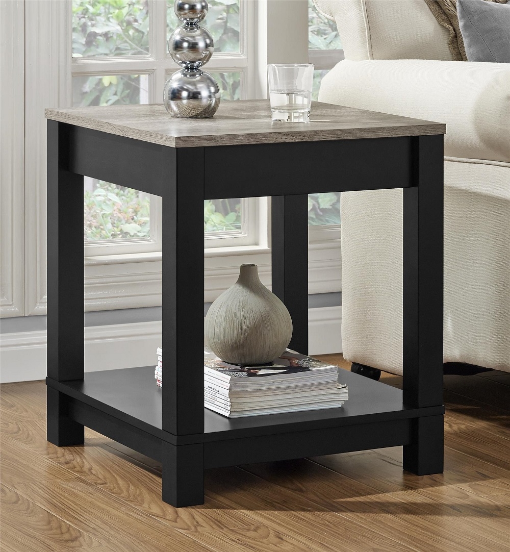 Product photograph of Alphason Carver End Table In Weathered Oak And Black - 5046196pcomuk from Choice Furniture Superstore.