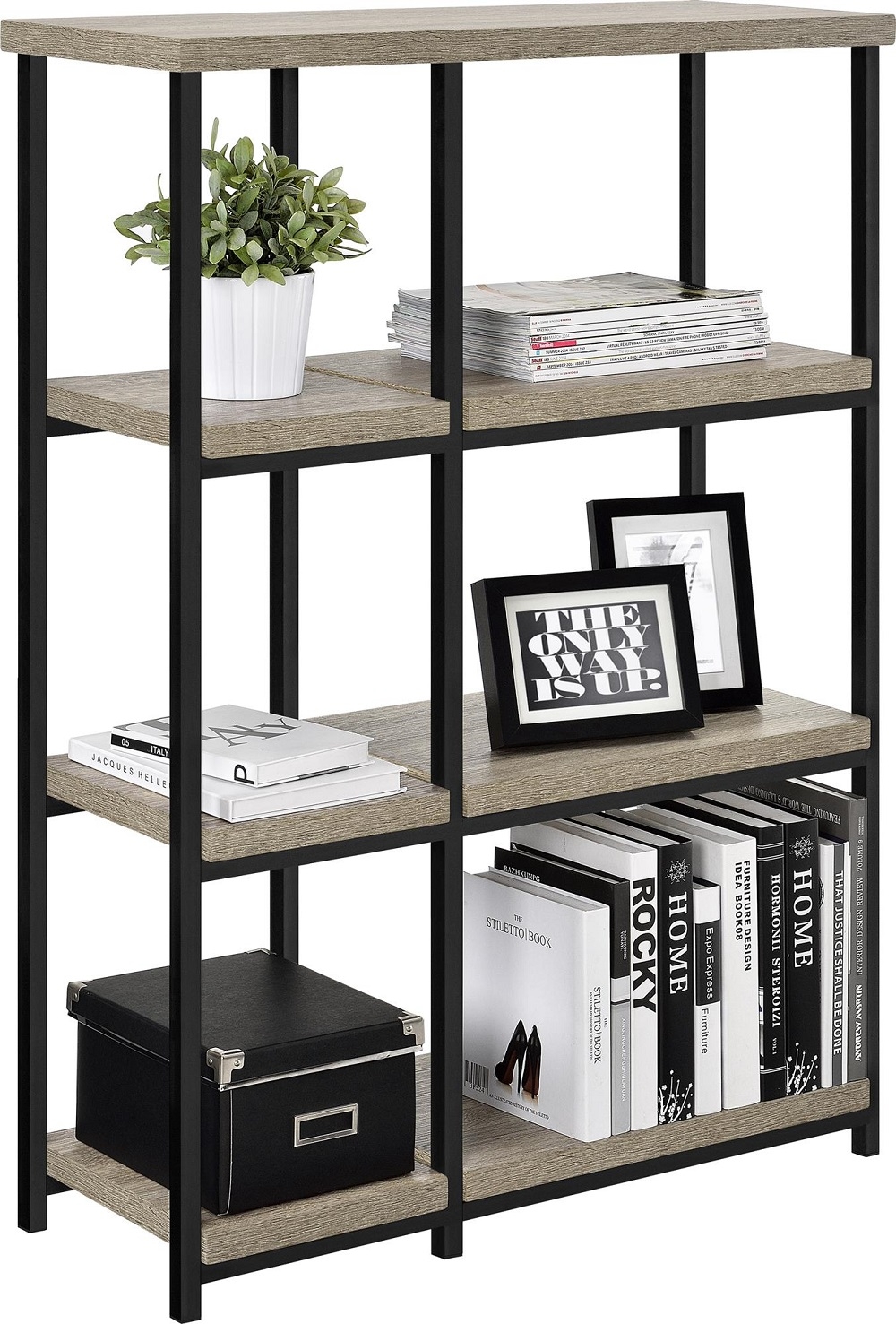 Product photograph of Alphason Elmwood Bookcase In Distressed Grey Oak - 9650096pcomuk from Choice Furniture Superstore.