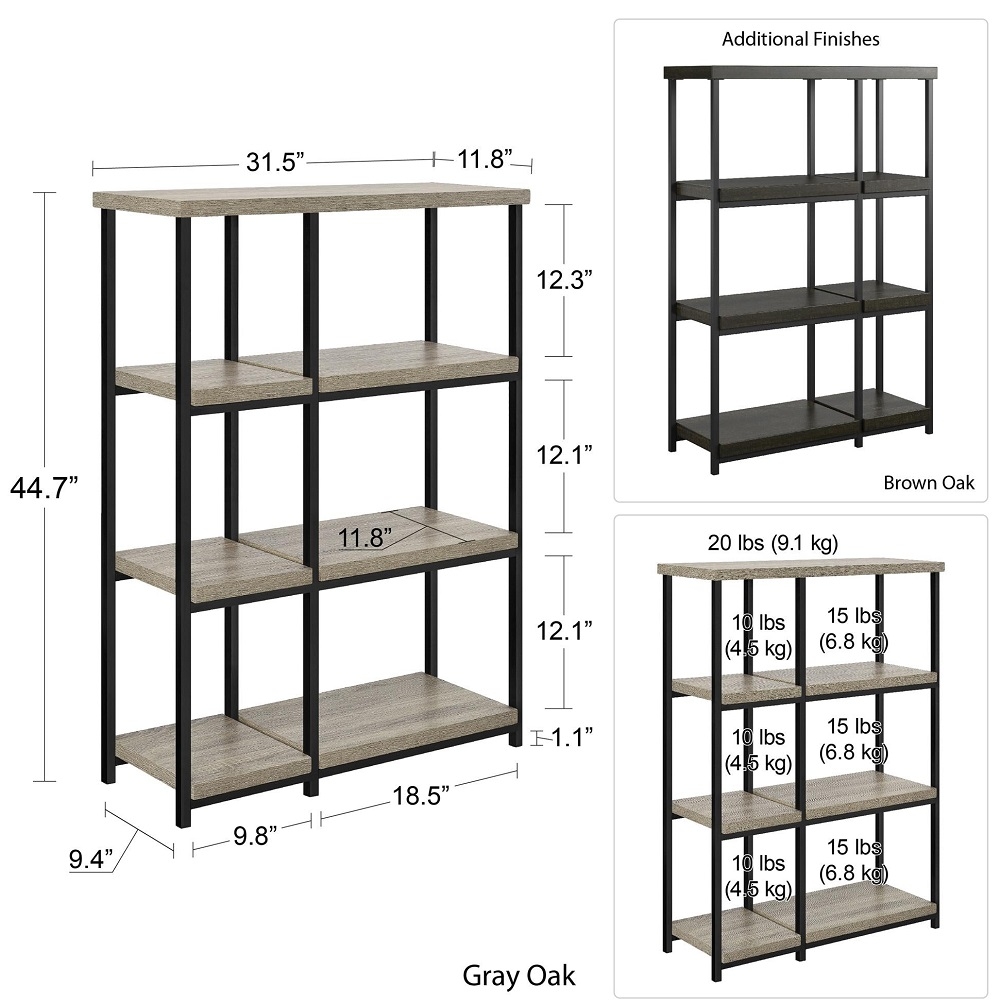 Product photograph of Alphason Elmwood Bookcase In Distressed Grey Oak - 9650096pcomuk from Choice Furniture Superstore.