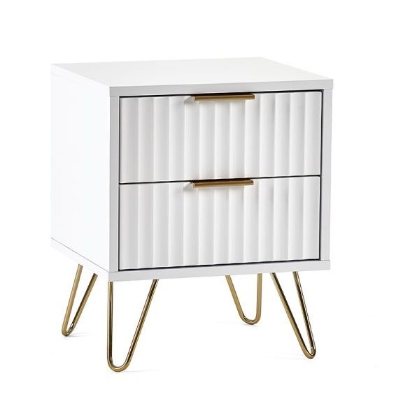 Product photograph of Murano Matte White 2 Drawer Bedside Cabinet from Choice Furniture Superstore.