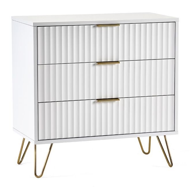 Product photograph of Murano Matte White Chest 3 Drawer Chest from Choice Furniture Superstore.
