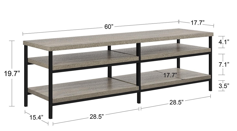 Product photograph of Dorel Home Elmwood Tv Stand In Distressed Grey Oak - 1763096pcomuk from Choice Furniture Superstore.