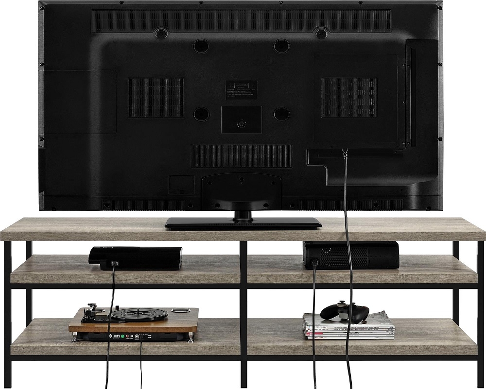 Product photograph of Dorel Home Elmwood Tv Stand In Distressed Grey Oak - 1763096pcomuk from Choice Furniture Superstore.